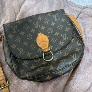 Louis Vuitton Brown Monogram Crossbody Bag with Flap Closure